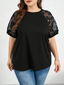 SHEIN Essnce Camiseta sin mangas de mujer talla grande de primavera y verano, estilo casual y holgado, cómoda para el uso diario, con bordado tridimensional y diamantes, atuendos de verano para mujer, ropa de iglesia para mujer, top brillante, blusas para curvas