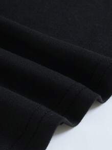 Girls' Black Minimalist Neon Graphic Print Round Neck Short Sleeve T-Shirt