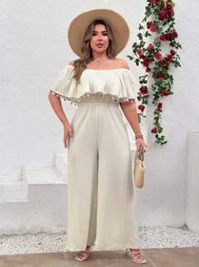 Breezaya Mono suelto, elegante y casual con hombros descubiertos, textura de flecos y talla grande para mujer