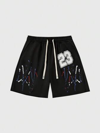 Anime Herren Cargo Shorts mit Farbklecks-Aufdruck