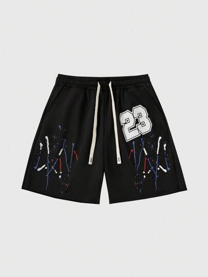 Anime شورتات كارجو رجالية مطبوعة برذاذ الطلاء