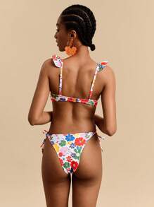 Travachic Bottom de bikini estampada con anudado, casual y de moda para uso diario
