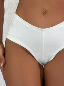Swim Basics 女士性感提臀白色比基尼泳裤，适合夏季海滩度假 - 白色 - 查看 5