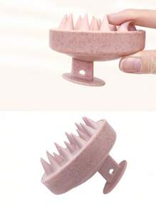 SHEIN 1 Stück 8cm*6,5cm rosa Plastik Shampoo Bürste Haare Reinigungsbürste, weiche Borsten Kopfhaut Massagebürste, Körperpflegewerkzeug, geeignet für Reisen, Outdoor, Sport, Büro, Schule, Haarspangen, Haarzubehör, Schulanfang Zubehör, Valentinstag