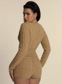 MUSERA Ribbed Knitted Scoop Neck Flare Sleeve Maxi Dress Spring Easter                       New Years  Fall Autumn Winter - Coffee Brown - View 3