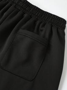 ROMWE MEN Street Life Men's Paint Splash Print Crotch Cargo Shorts - Black - View 8