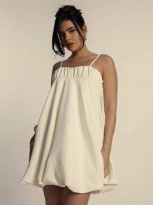 MUSERA Vestido mini elegante y lindo con tirantes de espagueti, volantes y busto drapeado para primavera y verano, ideal para vacaciones