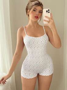 Sweetina 女士 Y2k 外出细肩带露背印花连体睡衣（带后背系带） - 彩色 - 查看 2