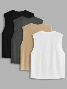 Manfinity Hypemode Men Plain Crew Neck Sleeveless Casual Top