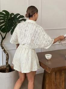 Serisse Bộ đồ liền thân tay ngắn màu trơn dành cho nữ, trang phục thường ngày đơn giản - Nhiều màu - Xem 2