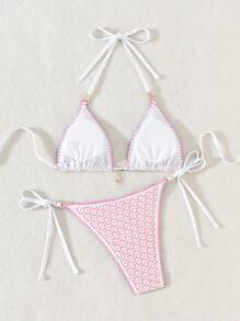 Swim Mod Women's Hollow Out Solid Color Shell & Pearl Decor Sexy Triangle Clutch Purse For Summer Beach Vacation - Pink - View 2