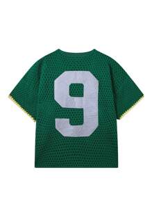 Manfinity EMRG 男士休闲镂空数字图案圆领短袖针织毛衣