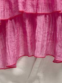 Elamini Blusa con volantes y volados de unicolor para uso diario y vacaciones de mujer - Rosa - Ver 5