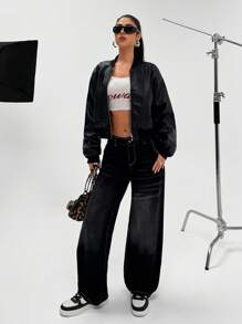 EURMUSE Low Waist Y2K Detailed Straight Jean - Medium Wash - View 4