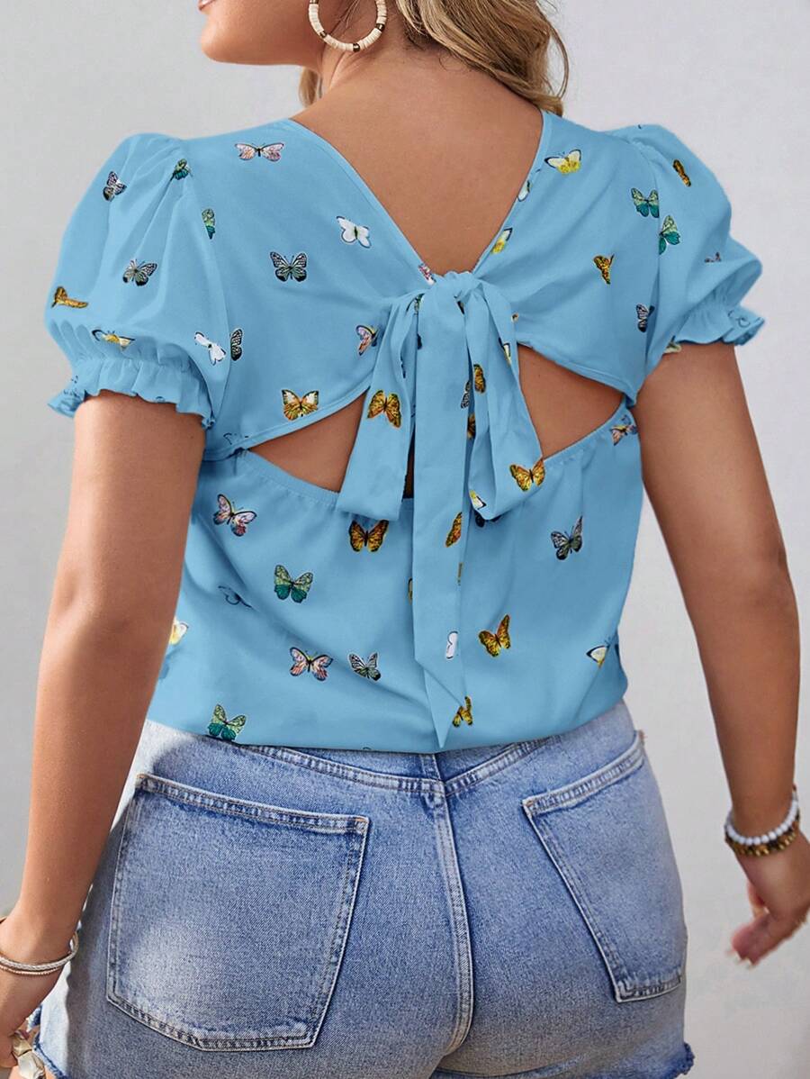 SHEIN VCAY Blusa casual de manga corta talla grande, sencilla y de moda para uso diario