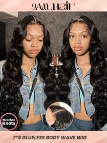 7X6 Flexible Closure All Ready Wig Pre Bleached Pre Plucked Pre-Cut Lace Front Melting Lace 7x6 Glueless Lace Closure Wig Long Body Wave Wigs 100% Human Hair 9AM HAIR - S1 - View 2