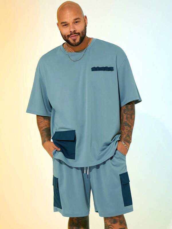 Manfinity NXTstreet Set de tricou și pantaloni scurți țesuți pentru bărbați de mărime mare