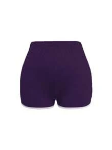 INAWLY Quần short nữ cạp chun đa năng thường ngày - Màu tím - Xem 3