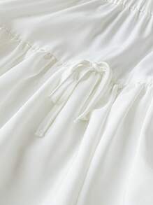 Celure Plus Size Women High Waist Bow Decor Puff Mini Skirt