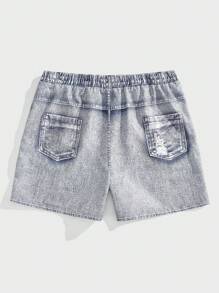 Manfinity VCAY 大码男式街头时尚条纹针织背心和牛仔效果编织短裤套装