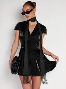 COSMINA Women's Mini Dress, Business Casual Style, Office Siren Outfits, Influencer Same Style, , Old Money Style, Summer Outfits For Women - Black - View 1