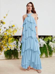 MOTF PREMIUM VESTIDO SIN MANGAS CON APLICACIONES Y CAPAS - Azul - Ver 6