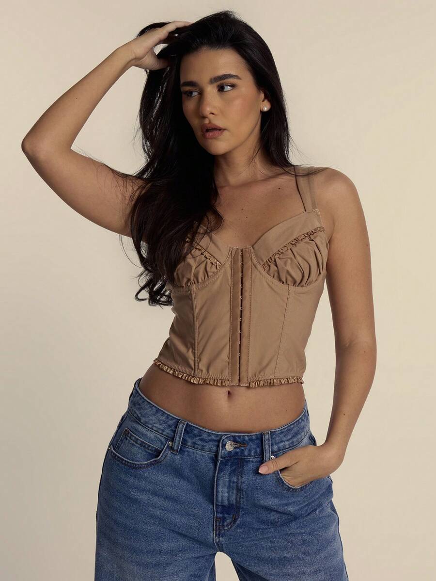 MUSERA Shirt Dress Cinched Waist Fitted Side Ruching Spring Summer Dress Western   Cowgirl   Boho   Hippie   Bohemian   Festival   Summer   Vacation - Khaki - View 1