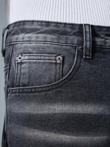 NEON BLANC Men's Street Style Embroidered Black Denim Long Pants