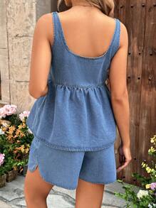 SHEIN Maternity Vacation Casual Sleeveless Drawstring Denim Top,Spring Outfits For Women / Spring,Summer Outfits For Women / Summer / Summer Clothes / Cute Summer Tops,Easter / Easter / Easter Outfit Women,Concert Outfit Women / Rave Outfits / Rave Outfits Festival / Country Concert Outfit / Nashville Outfits / Ibiza Outfits,Western Wear Women / Western / Western Clothes For Women,Cowgirl Outfits For Women / Rodeo Outfits For Women / Cowgirl Outfit,Beach Outfits For Woman / Beach, Brunch Outfits For Women,For Spring/Summer Holiday,Mother Day/Mom/Mother/ Mommy/Mother's Day/Mama/Mum/Mother's Day Gift