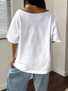 Flirla Maglietta oversize in cotone bianco a maniche corte con stampa grafica di limoni verdi, adatta all'estate, taglie comode per taglie forti