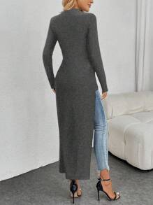 SHEIN Clasi Women Asymmetrical Hem Soft Base Layer T-Shirt - Grey - View 2