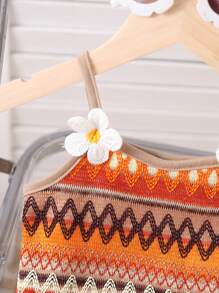 2 piezas Conjunto de camiseta y shorts con diseño festivo para niña bebé, apropiado para vacaciones de verano y viajes