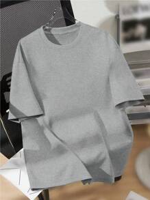 SHEIN Áo thun ngắn tay cổ tròn phong cách tối giản dành cho thiếu niên, in hình xe thể thao, tốc độ, đam mê, áp phích, anime, thích hợp cho mùa hè. - Xám - Xem 2