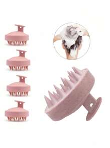 SHEIN 1 Stück 8cm*6,5cm rosa Plastik Shampoo Bürste Haare Reinigungsbürste, weiche Borsten Kopfhaut Massagebürste, Körperpflegewerkzeug, geeignet für Reisen, Outdoor, Sport, Büro, Schule, Haarspangen, Haarzubehör, Schulanfang Zubehör, Valentinstag