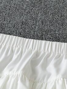 Celure Plus Size Women High Waist Bow Decor Puff Mini Skirt