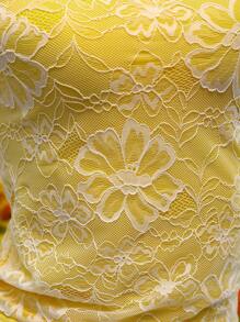 SHEIN Unity 女士春夏假期休闲日常百搭拼色蕾丝抹胸上衣