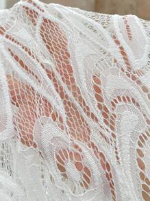 Rafferiza Women Elegant Sleeveless V-Neck Lace Dress - White - View 8