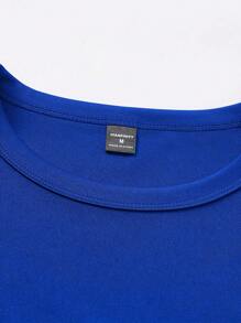 Manfinity Homme Camiseta casual de manga corta y cuello redondo con estampado de letra y corazón para hombre - Azul - Ver 5