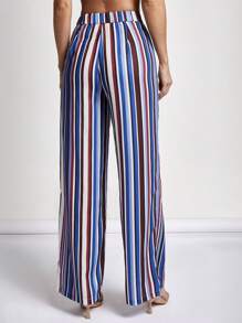 COSMINA 女士优雅条纹印花裤，适合假日通勤、夏季、度假、春季、海滩、春夏 - 彩色 - 查看 2