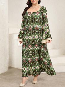 Lacomfia Vestido informal de estilo árabe para mujer talla grande, minimalista y elegante para uso diario