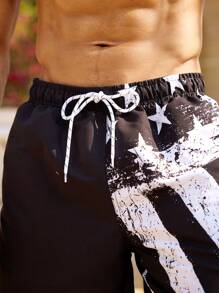 Manfinity KASUA Men's Casual Minimalist Straight Leg Beach Shorts, Everyday Wear  Men Swim Trunks - Multicolor - View 3
