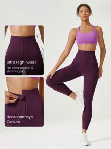 GLOWMODE 24" FeatherFit™-Sculpt Buttoned Leggings Corset Super High Rise Medium Impact Jogging Gym Training Daily
