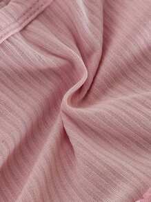 SHEIN Baby Girls 2Pcs Set: Pink Casual Floral Print Knitted Loose Dress With Waist Drawstring And Wide Dress, And Matching Hat, Spring - Pink - View 4