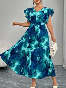 Modelyn 大码编织蓝色紧身褶皱连衣裙