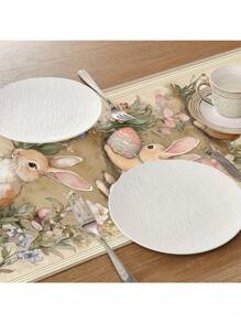 1pc Linen Material, Easter Egg & Floral Pattern, Handmade Easter Bunny Egg, Adds Warmth And Nature To Home Decor - Multicolor - View 8