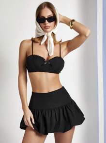COSMINA Conjunto de 2 Peças Elegante para Festa Feminino, Preto Sexy, Primavera/Verão - Preto - Visão 6