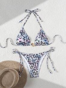BamGleam 2-częściowy damski teksturowany, elegancki zestaw bikini, strój kąpielowy