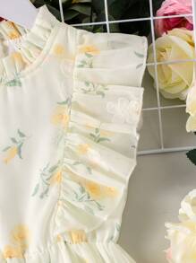 Glamorique Kids Vestido sin mangas con cintura bordado en amarillo para niña, cómodo y ligero para el verano, hermoso y lindo