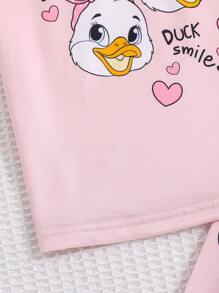 2pcs Young Girl Cute Duck Pattern Casual Comfortable Short Sleeve T-Shirt And Pants Homewear Set Girl Clothes For Kids Set Pj Sets For Kids Girl Clothes For Kids Young Girls Sets Sets For Girls Kids Kids Clothes Sets Spring Summer Clothes