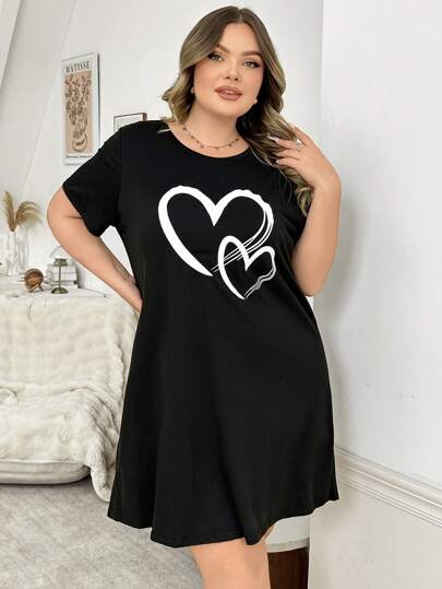 Soft, Skin Friendly Heart Graphic Print Nightgown view 4